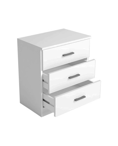 Mesita de noche Elara 3 cajones blanca