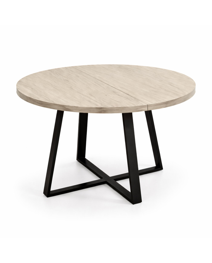 Mesa redonda extensible Anubis con patas cruzadas