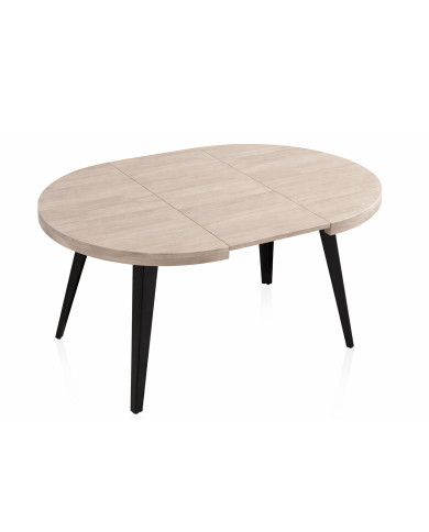 Mesa de comedor extensible Alpes melamina patas negras