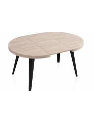 Mesa de comedor extensible Alpes melamina patas negras