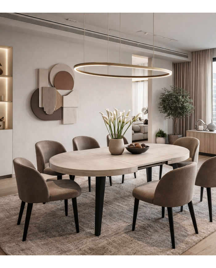 Mesa de comedor extensible Alpes melamina patas negras