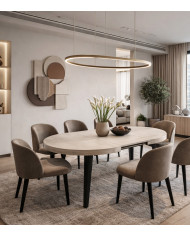 Mesa de comedor extensible Alpes melamina patas negras