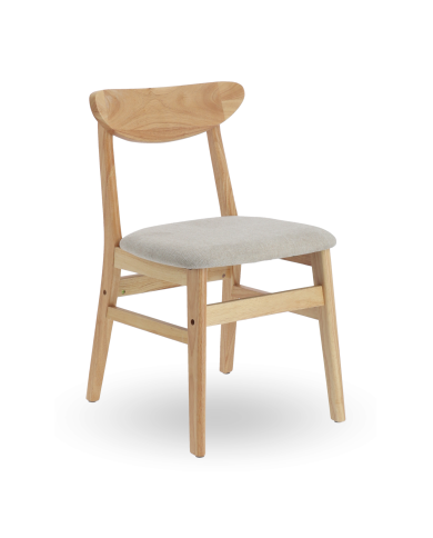 Elegante Pack de 2 Sillas de Comedor Dover - de Tela y Madera Natural