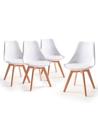 Pack mesa Nórdica blanca 120 cm con 4 sillas Tulipa