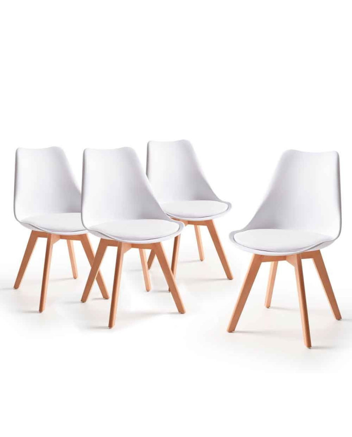 Pack mesa Nórdica blanca 120 cm con 4 sillas Tulipa