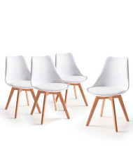 Pack mesa Nórdica blanca 120 cm con 4 sillas Tulipa