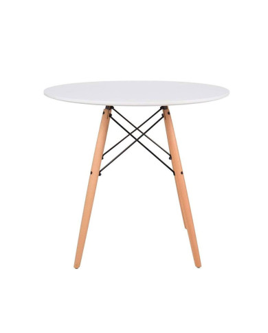 Pack mesa redonda Nórdica blanca de 80 cm con 4 sillas Tulipa