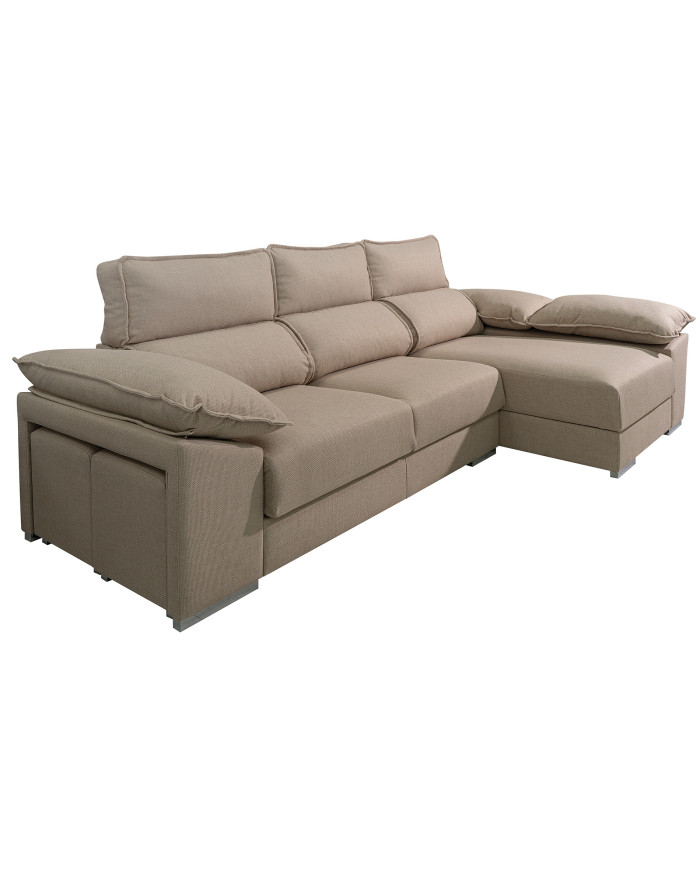 Sofá Chaise Longue Diamo con arcón y 2 puffs