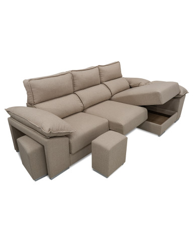 Sofá Chaise Longue Diamo con arcón y 2 puffs