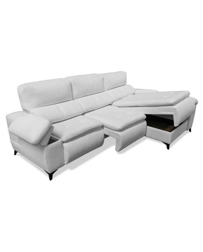 Sofá Chaise Longue Goya con arcón y asientos deslizantes