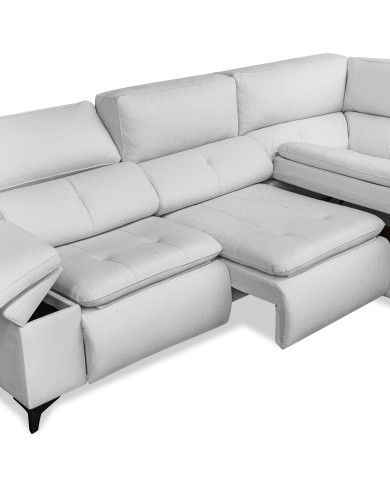 Sofá Chaise Longue Goya con arcón y asientos deslizantes