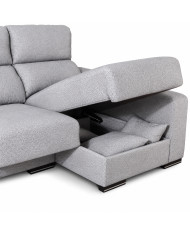 Sofá Chaise Longue Roni con asientos deslizantes y arcón