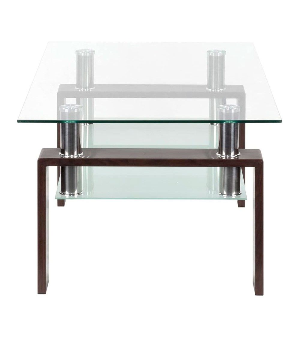 Mesa de centro Kendra - Mesa de centro de cristal y madera