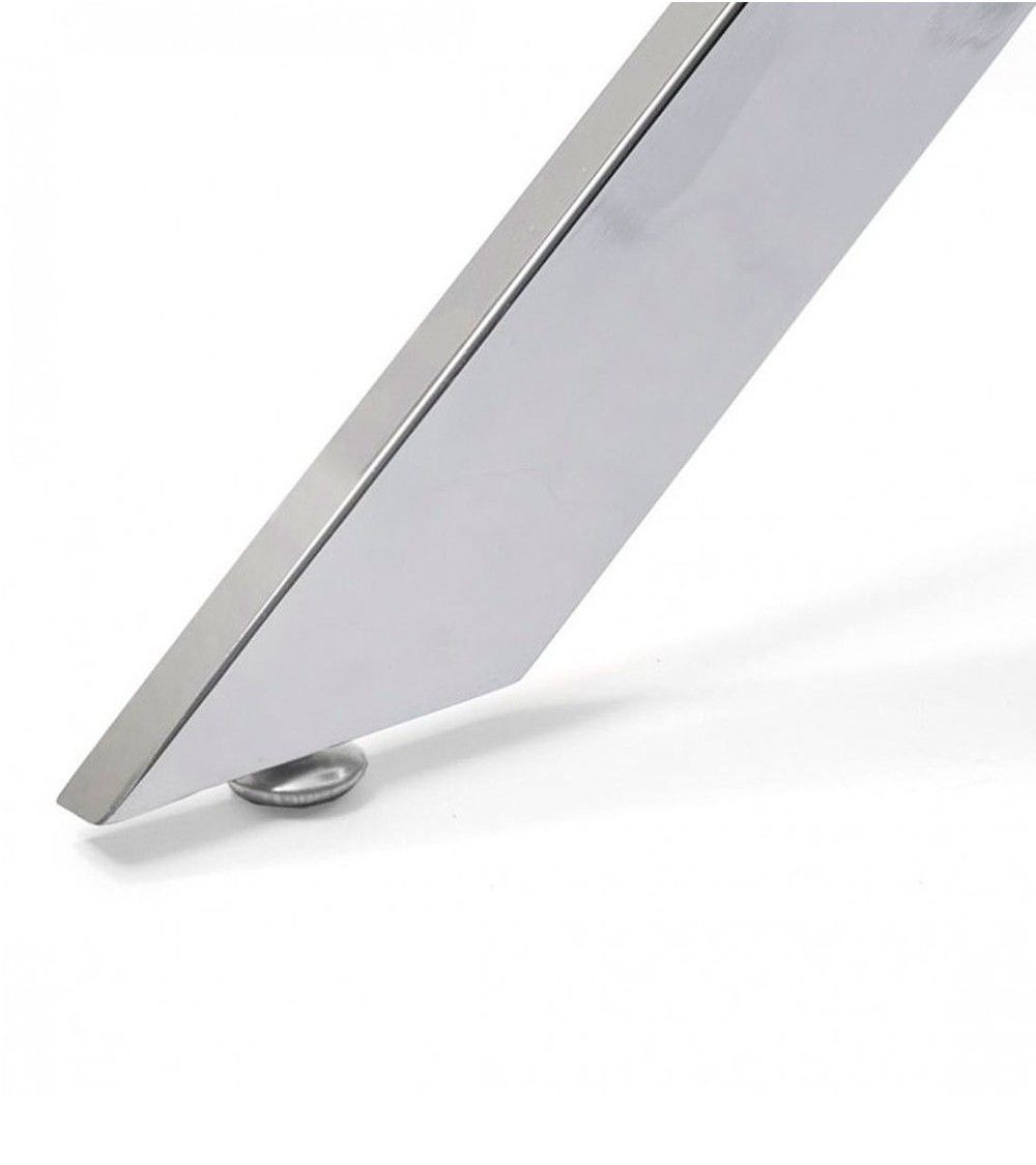 Mesa comedor redonda de cristal DAN patas cruzadas