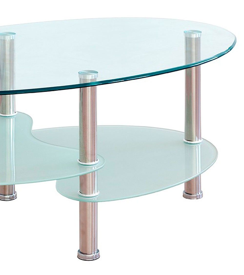 Mesa centro cristal DENISE, ovalada con revistero Mesa centro cristal DENISE, ovalada con revistero