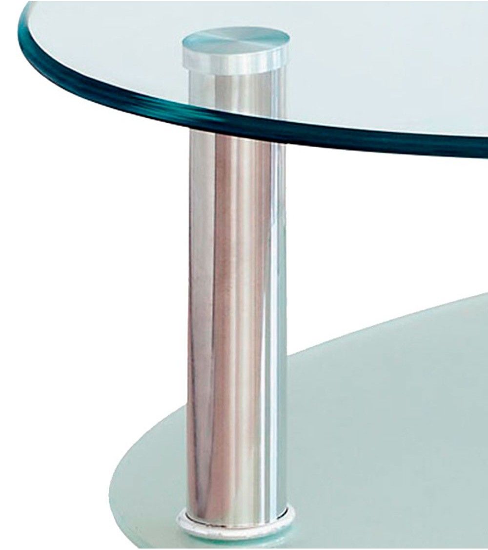 Mesa centro cristal DENISE, ovalada con revistero Mesa centro cristal DENISE, ovalada con revistero