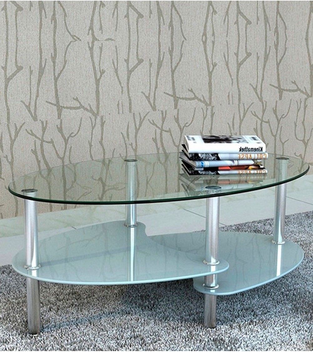 Mesa centro cristal DENISE, ovalada con revistero Mesa centro cristal DENISE, ovalada con revistero