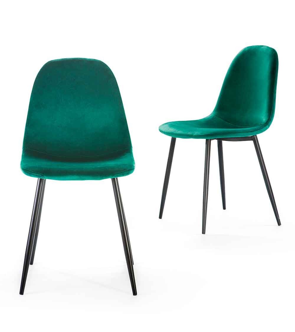 Sillas de comedor de terciopelo SWEDEN - Pack 4 Uds.