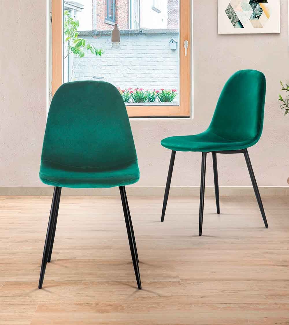 Sillas de comedor de terciopelo SWEDEN - Pack 4 Uds.
