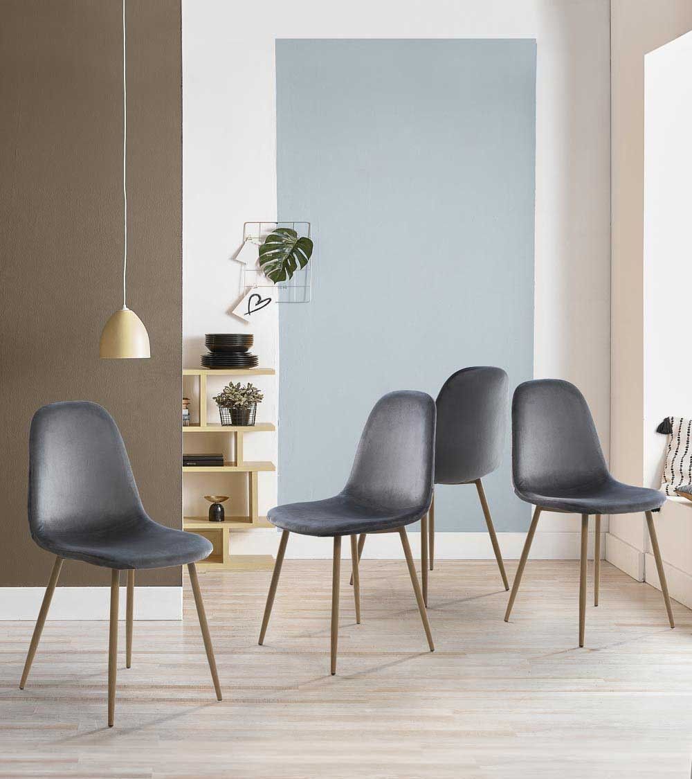 Sillas de comedor de terciopelo SWEDEN - Pack 4 Uds.