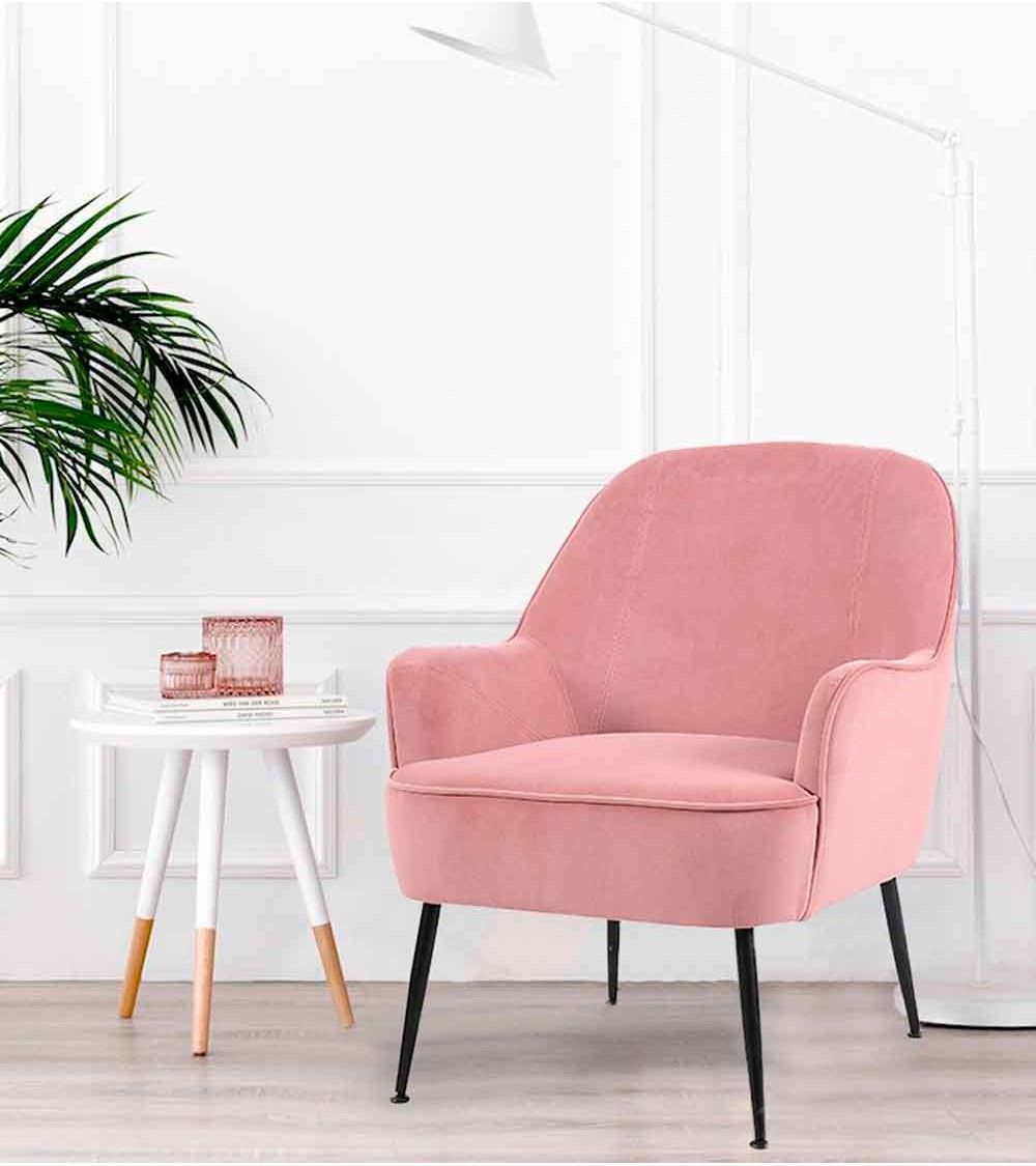 Butaca de terciopelo AMBERES con pata negra o dorada | Cambia Tus Muebles