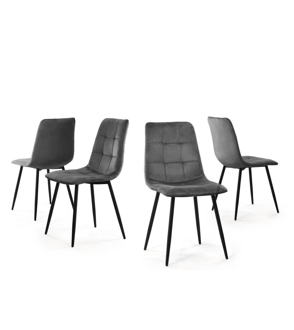 Pack de 4 sillas de comedor de terciopelo ASTRID Pack de 4 sillas de comedor de terciopelo ASTRID