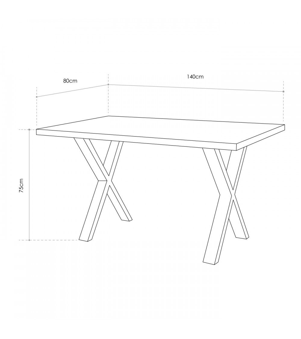 Mesa comedor industrial pata 'X' LINCOLN