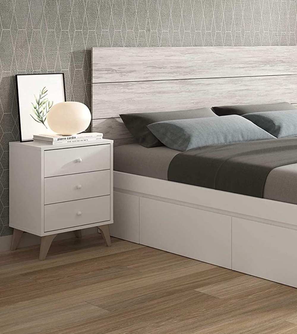 Mesita de noche blanca nórdica CANDY Mesita de noche blanca nórdica CANDY