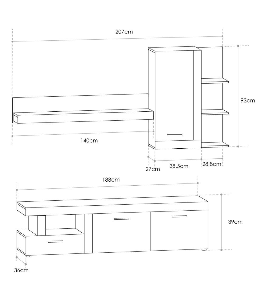 Mueble salón modular JELANI, elegante y moderno