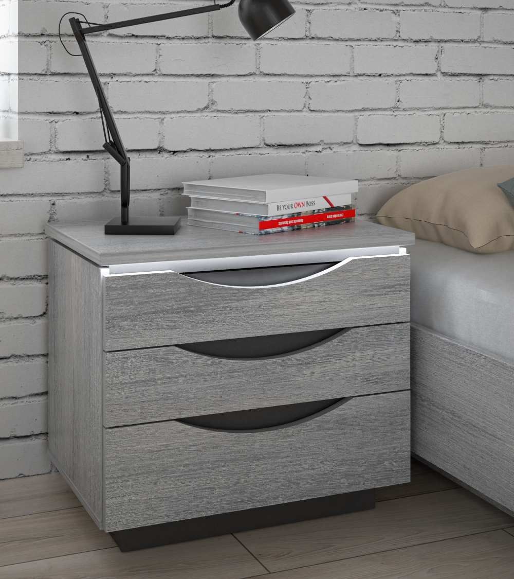 Mesita de noche 3 cajones con luces led SATURN