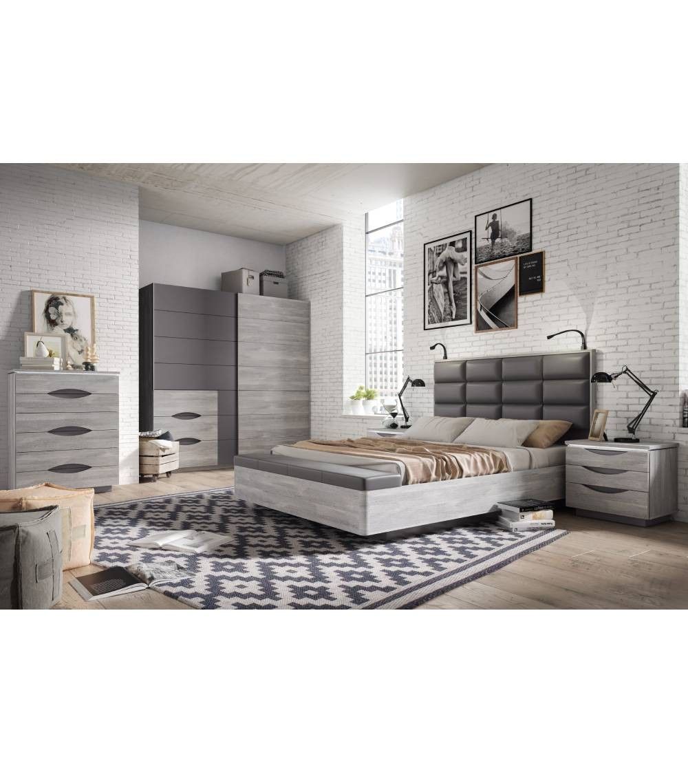 Mesita de noche 3 cajones con luces led SATURN