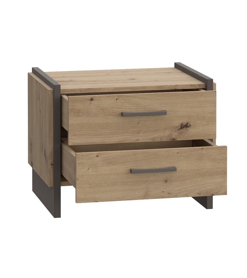 Mesita de noche 2 cajones estilo industrial FRANK