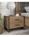 Mesita de noche 2 cajones estilo industrial FRANK