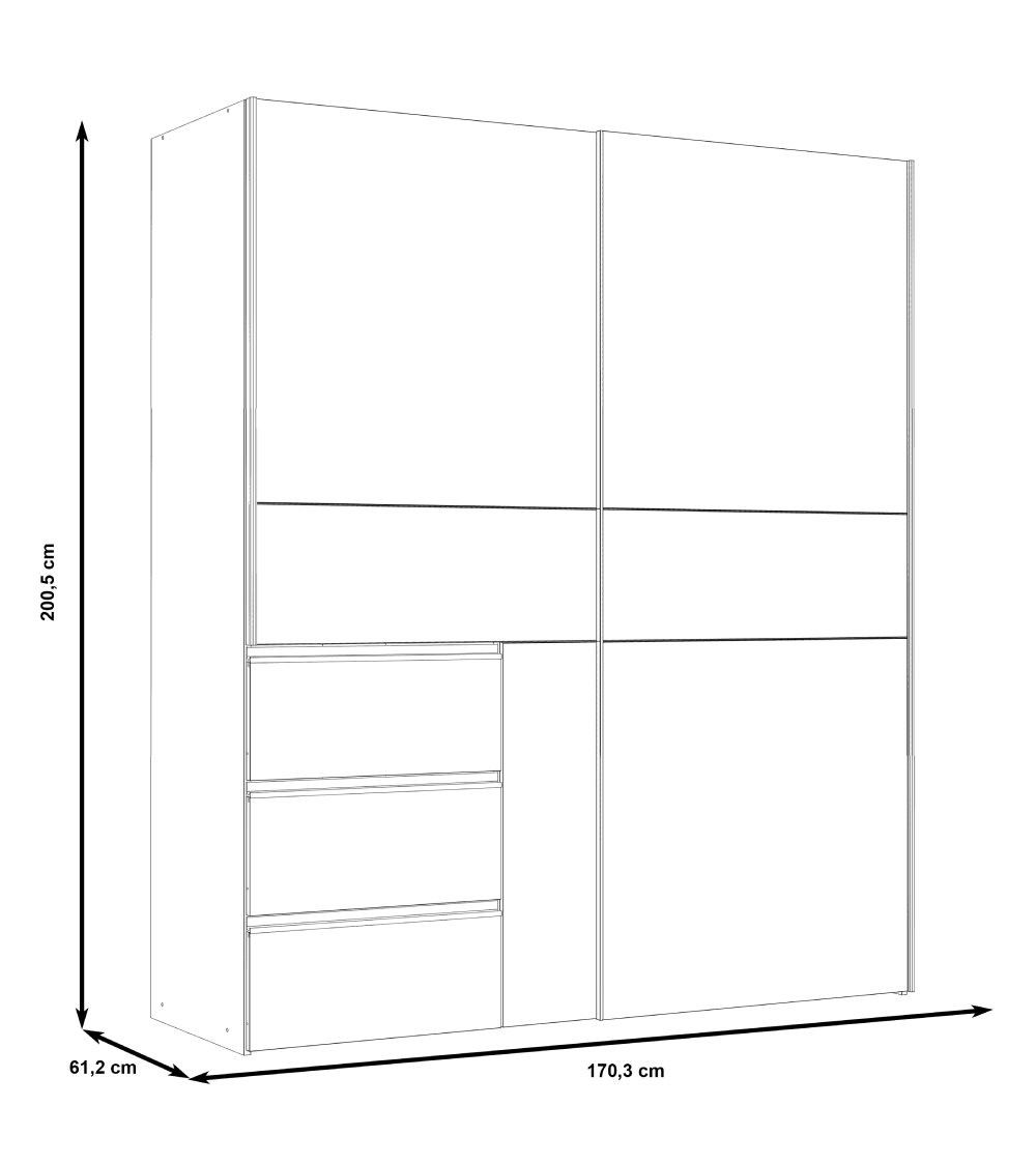 Armario ropero 170 cm puertas correderas + cajonera WINTER2