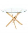 Mesa comedor redonda de cristal DAN patas cruzadas