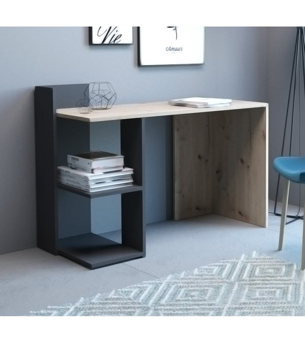 Mesa escritorio industrial con estantería TOKIO II