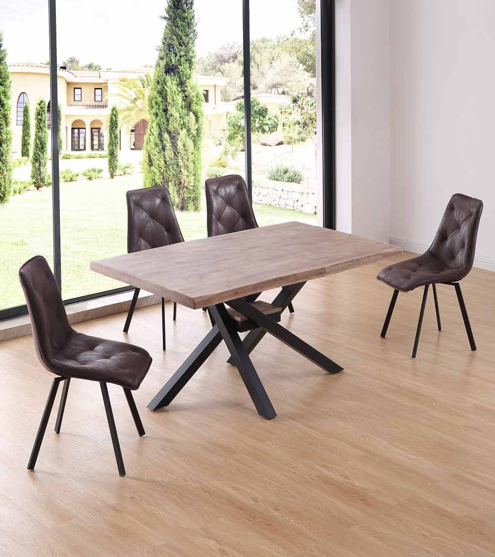 Mesa comedor industrial GAEL patas metal cruzadas