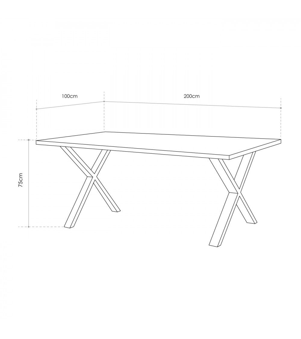 Mesa comedor industrial pata 'X' LINCOLN