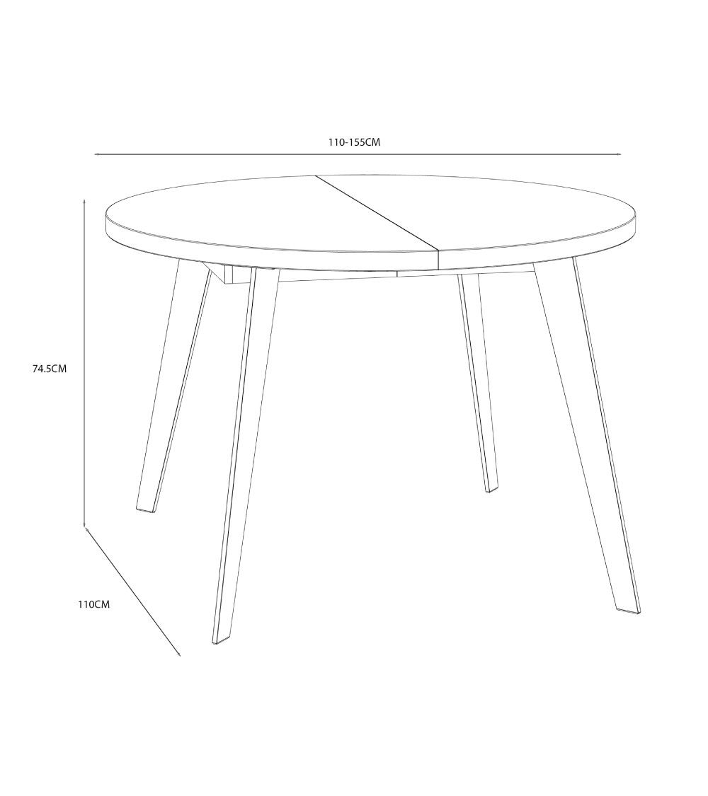Mesa comedor redonda extensible industrial LOKI