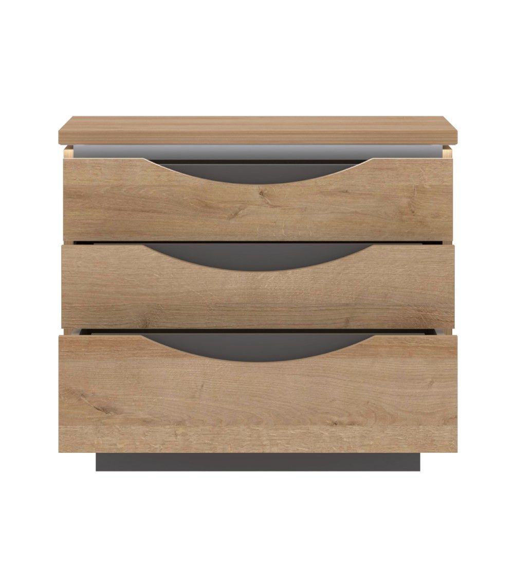 Mesita de noche 3 cajones con luces led SATURN