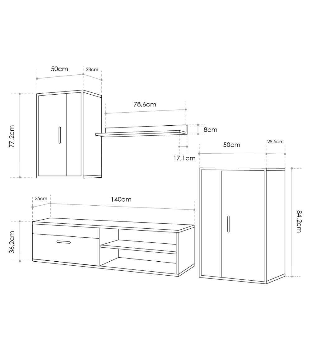 Mueble de salón BOSCO - Mueble modular moderno | Cambia Tus Muebles