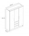 Armario ropero CUBE 3 puertas + 3 cajones