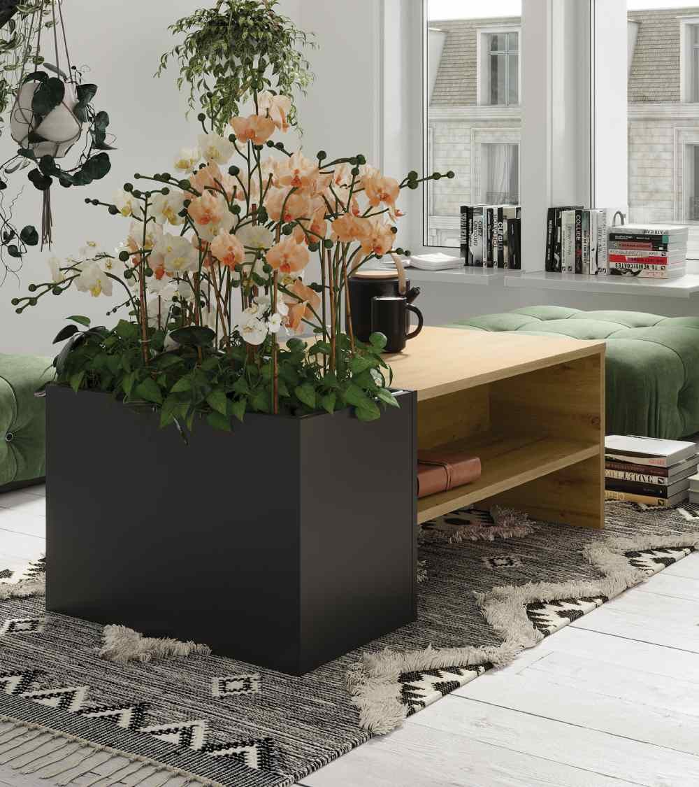 Mesa centro industrial con macetero AOKI