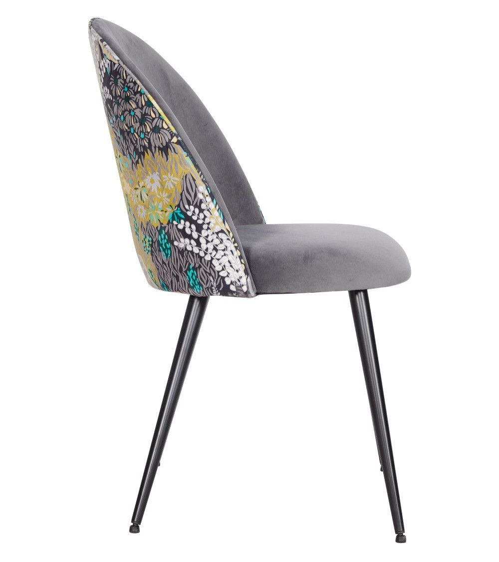 Pack 4 sillas comedor RITA, terciopelo y detalle floral