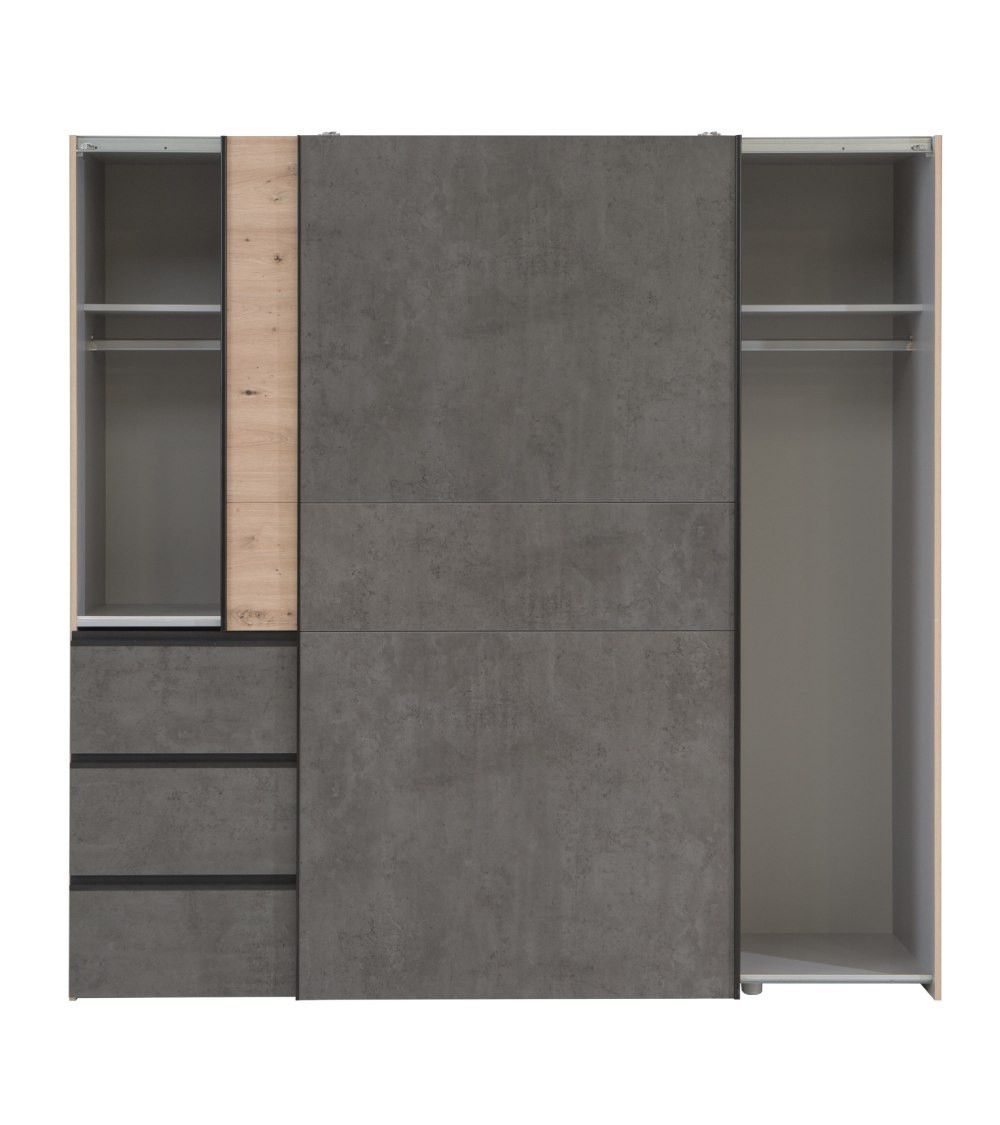 Armario ropero 200 cm puertas correderas + cajonera integrada WINTER2