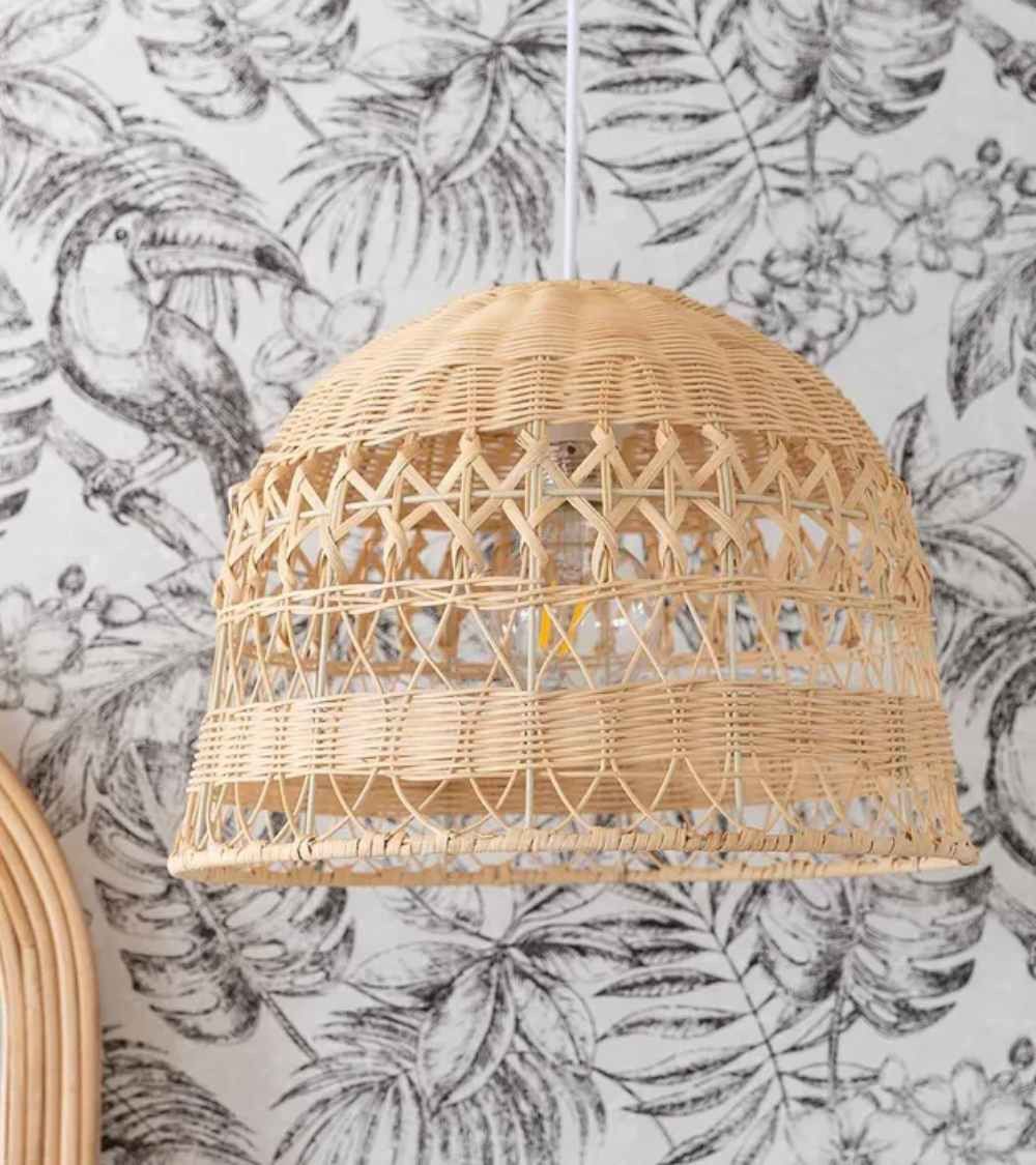 Lámpara de techo BIANCA, blanca de ratán | Don Tresillo