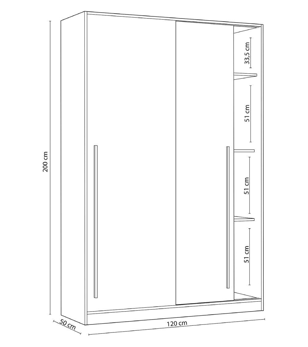 Armario ropero 120 cm puertas correderas BILLY