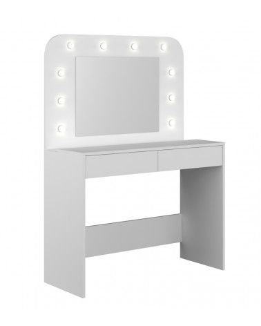 Tocador con espejo tipo camerino luces LED en Blanco HOLLY