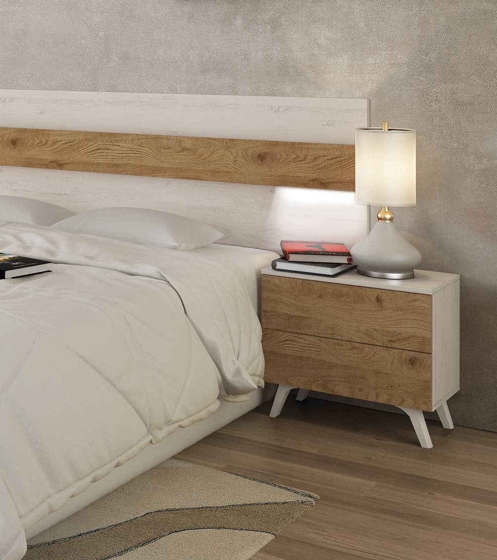 Mesita de noche 2 cajones LOREN