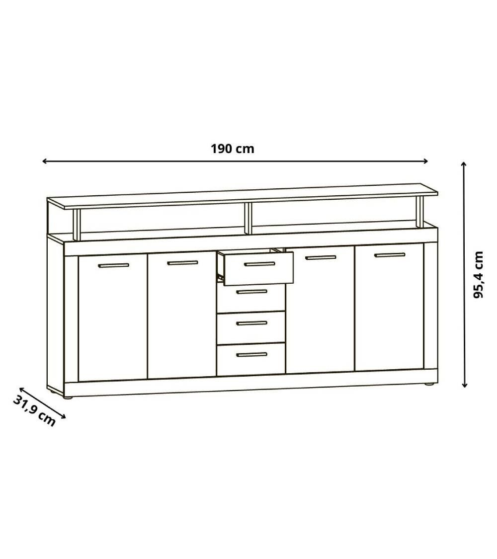 Mueble aparador LUANA 4 puertas 4 cajones